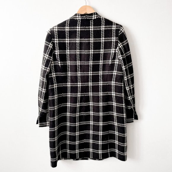 Amanda Smith Black White Check Plaid Tweed Coat Sz 14 - Picture 4 of 6